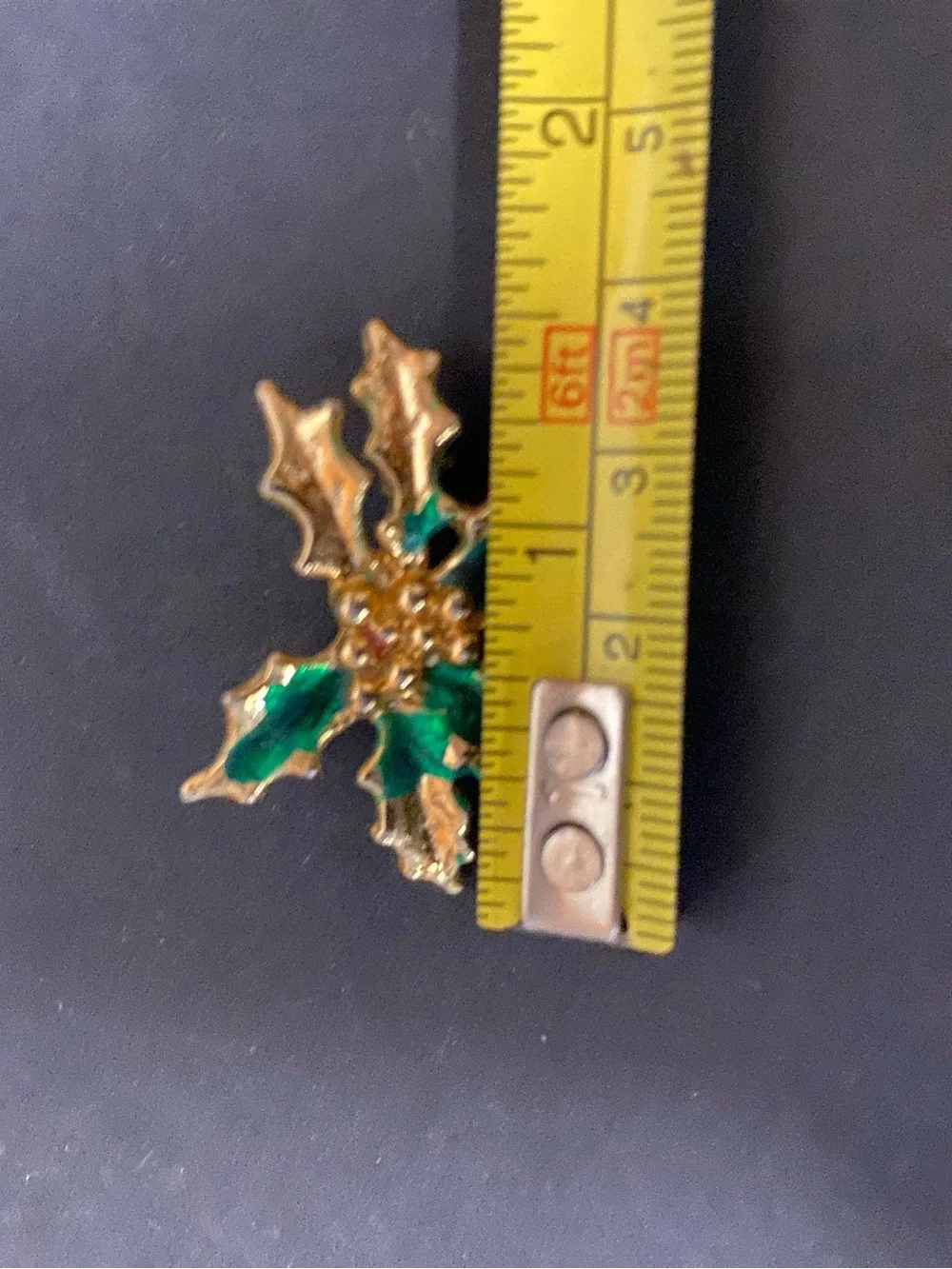 Gold and Green Holly Leaf Accent Pin - Holiday Home Accent